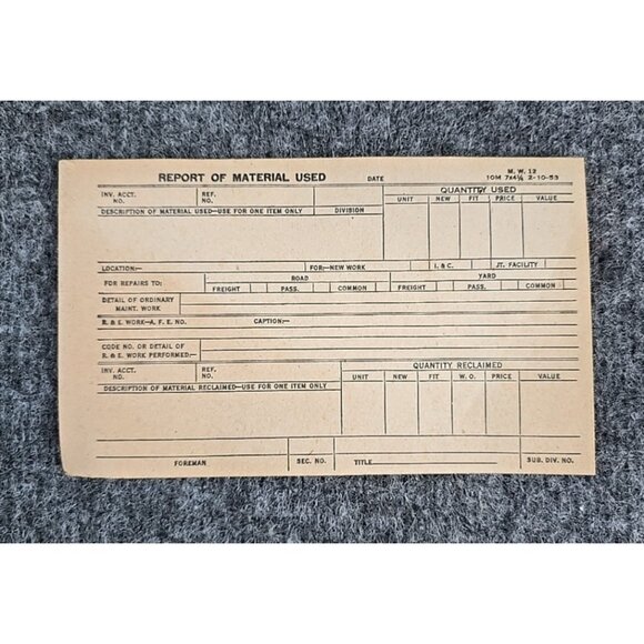 Vintage Railroad Documents Report of Material Used 1953 50s Blank Book Full - Picture 1 of 8